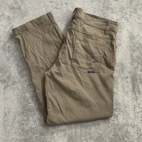 prAna Brion Pant Mens Size 35x27” Performance Chino Brown Nylon Outdoor Gorpcore - Picture 1 of 15